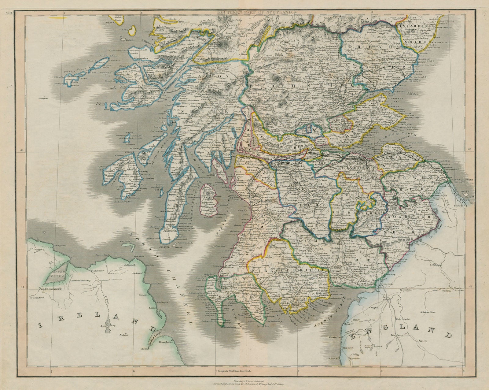 Southern Scotland with all the railways. LIZARS 1842 old antique map chart